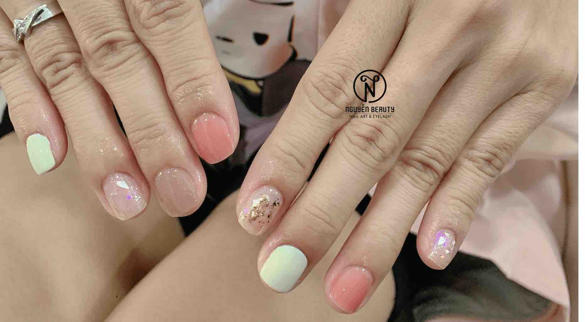 Bộ nail đa sắc pastel nhẹ nhàng